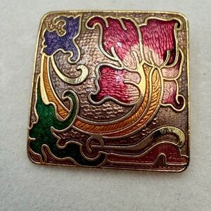 Vintage Cloisonné Square brooch